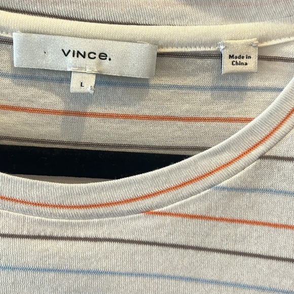 Vince Striped Short Sleeve Tee - White and Gray, orange and blue stripes - Picture 3 of 6